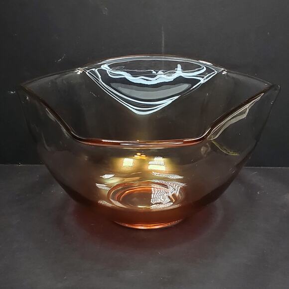 Vtg Anchor Hocking Pink Cranberry Flash Glass Chip Bowl 4.75" Tall Tableware - Picture 6 of 7